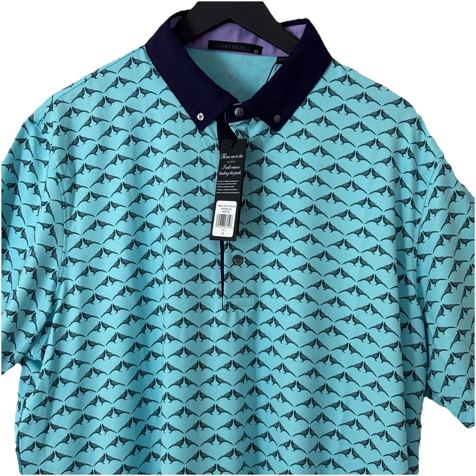 Greyson Mens Golf Polo Siamese Turtle Polo Golf Shirt Sz XL Skystone Blue
