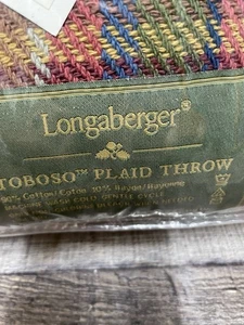 "Manta Longaberger Toboso roja oscura a cuadros vintage para estadio 65 X 75"" NUEVA" - Imagen 1 de 4