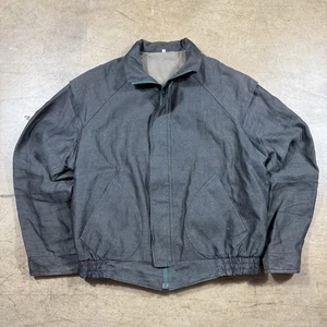 Vintage 90s Dunbrody Ireland Linen Bomber Jacket Men’s Size 50 Large Dark Green - Picture 1 of 8