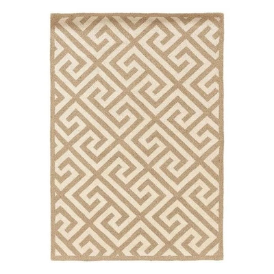 Linon Silhouette Greek Key Hand Hooked Wool 1'10"x2'10" Rug in Beige - Image 1 of 4