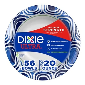 , Large Paper Bowls, 20 Oz, 56 Count, Microwave Safe, Compostable, Disposable... - Picture 1 of 7