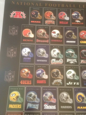 New England Patriots Rams Patriots Chiefs Saints NFL Helmet Poster 20" x 16" Cover