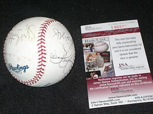 HALL OF FAMERS BRETT, MORGAN, ECKERSLEY,  LAVER SIGNED AUTOGRAPHED OML BALL JSA - Picture 1 of 1