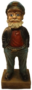 Vintage Alfco NY Fischer Kapitän Statue 24" groß rotes Hemd Bart Hut maritim - Bild 1 von 9