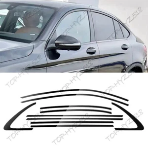 Black Window Molding Strip Cover Trim 10p Fit Mercedes Benz GLC Coupe 2017-2023 - Picture 1 of 10