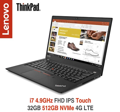 ThinkPad T14s i7 4.9GHz FHD IPS Touch 32GB 512GB 4G FPR IR Premier+Extras Wrrnty - Image 1 of 4