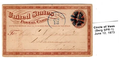 1873 UX1 Chicago IL Blue Circle of Vees CCL to Kalamazoo MI  - Image 1 of 2