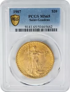 1907 $20 Saint Gaudens MS65 Secure PCGS 948839-4 - Picture 1 of 4
