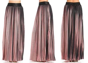 NEW TOV HOLY Pink & Black Accordion Maxi Skirt S M L XL MSRP $212 - Picture 1 of 6