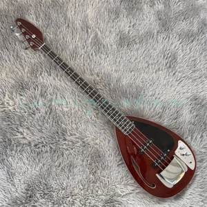 4-strings Semi Hollow Body Electric Bass Guitar Water Drop Red-brown S-S Pickups - Picture 1 of 6