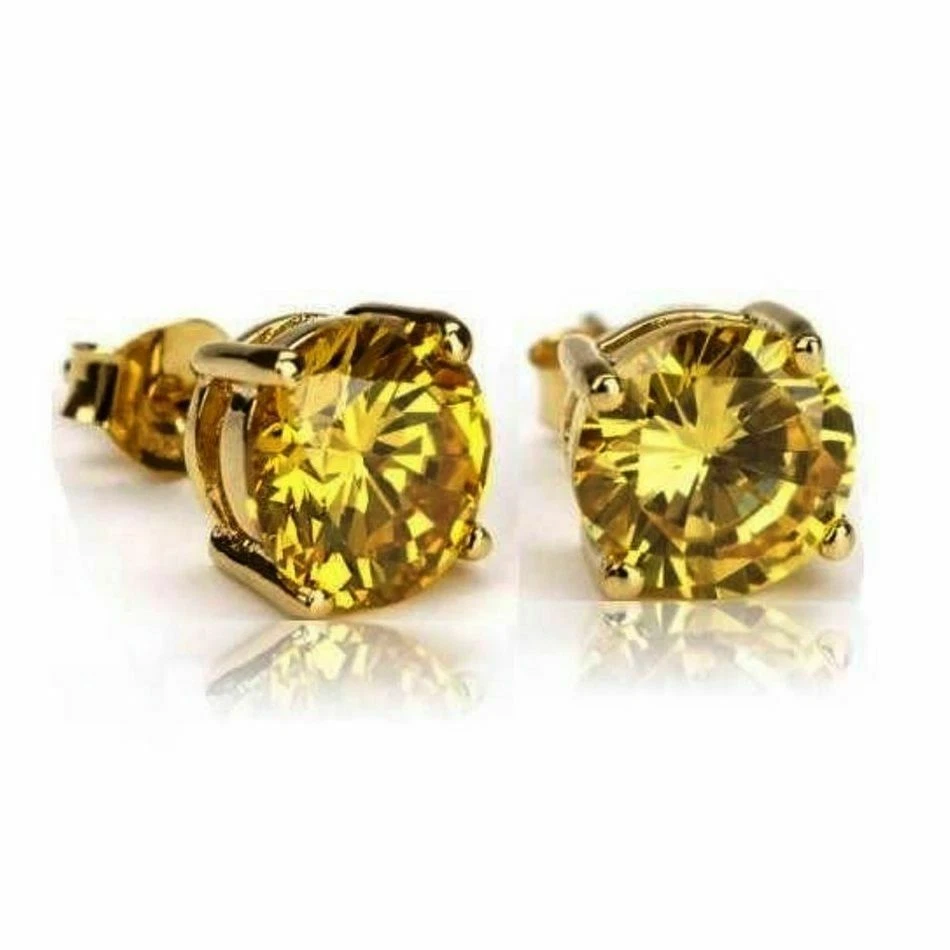 Pendientes Alternativas Brillantes Amarillo Zafiro Canario Oro 14k Más 925 SS Foto 1 de 1