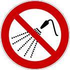 Aufkleber Verbot Hinweis "Mit Wasser spritzen verboten" Schild Folie 5-30cm