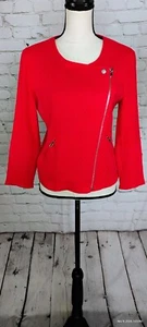 Sanctuary Moto Jacket Red Full Zip Mixed Textures Jersey Pockets Small. - Picture 1 of 24