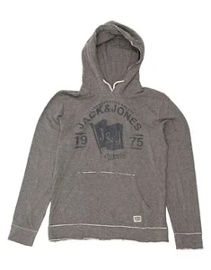 JACK & JONES Womens Graphic Hoodie Jumper UK 14 Medium Grey Cotton BA22 - Picture 1 of 3