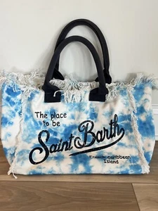 EUC MC2 St. Barth Saint Designer Women's Blue Tie Dye Large Tote Beach Bag - Picture 1 of 10