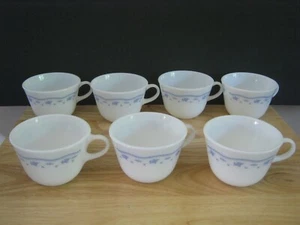 Vintage Pyrex Morning Blue Coffee Mug Set of 7 - Picture 1 of 10
