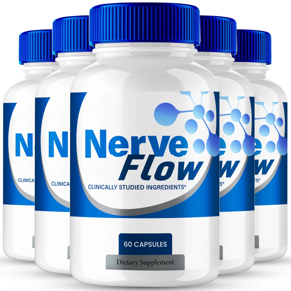 (Paquete de 5) Cápsulas de flujo nervioso para neuropatía, píldora de apoyo a la salud nerviosa NerveFlow Foto 1 de 3