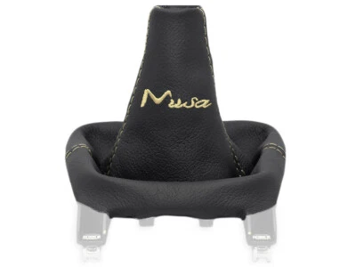 PER LANCIA MUSA 2004-2012 CUFFIA LEVA CAMBIO PELLE NERA RICAMO CREMA - Image 1 of 4