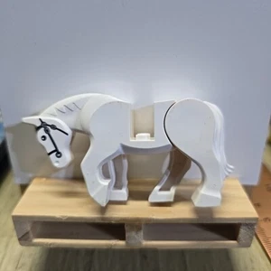Lego White Horse Moveable Back Legs. Black Bridle Mini Figures Animal Vintage - Picture 1 of 3