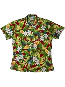 Go Barefoot Hawaiian Pullover Shirt Mens Large Reverse Flowers And Herbal Plants - Picture 1 of 7