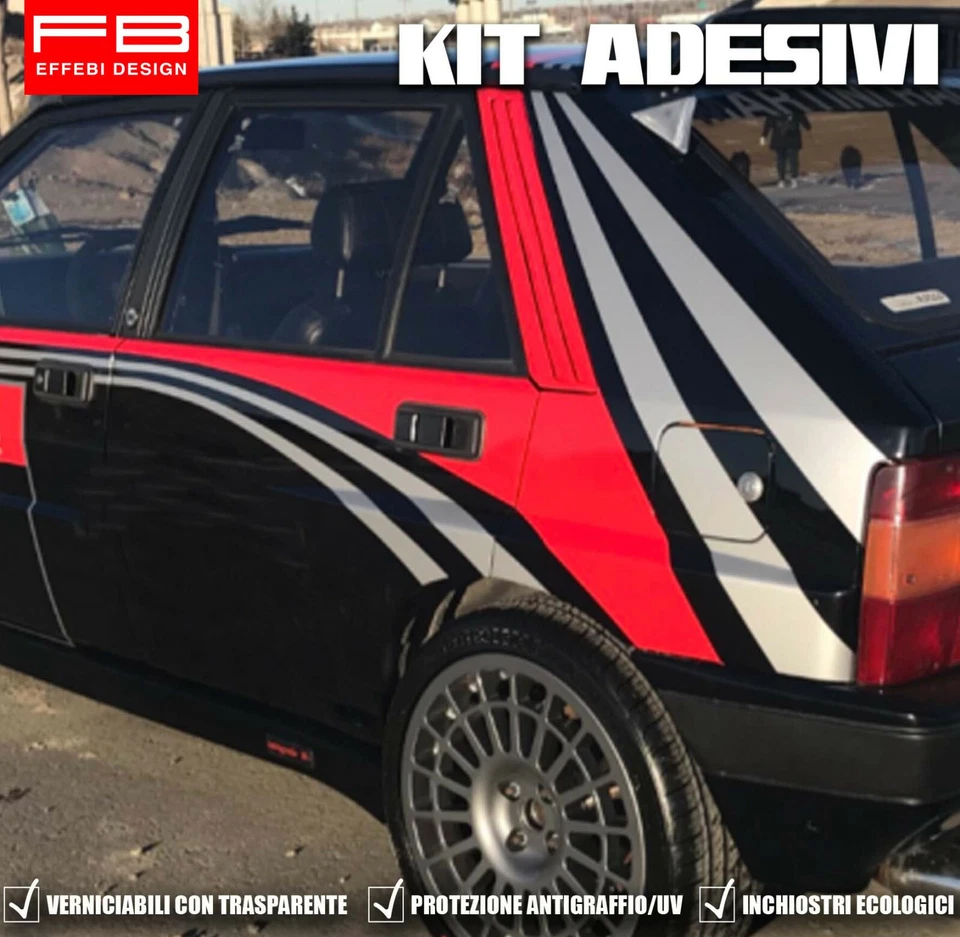 FB DESIGN Kit Adesivi MARTINI RACING LANCIA DELTA HF INTEGRALE EVOLUZIONE GR.A BLACK vers.