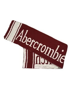 Abercrombie Logo Scarf Red White Vertical Logo One Size Fits Most Reversible - Picture 1 of 8