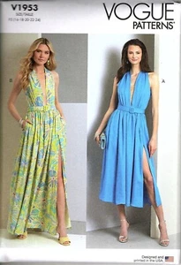 Vogue V1953 Misses 16 to 24 Halter Style Dress Uncut Sewing Pattern - Picture 1 of 2