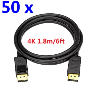 LOT 50 x 1.8M/6FT DisplayPort 1.2 DP to DP Male Cables Adapters 4K HD 1080P - Picture 1 of 6