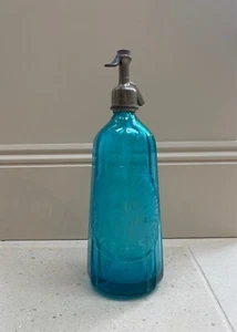 Evian Vintage Glass Soda Syphon / Siphon Bottle, Blue - Picture 1 of 4