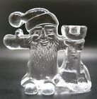 Kosta Boda Clear Glass Santa Gnome Christmas Candle Holder