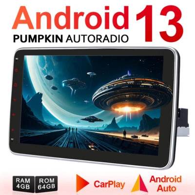 Pumpkin 10.1" Android 13 Autoradio 1 DIN GPS Navi Carplay 4GB 64GB Bluetooth DAB - Bild 1 von 4