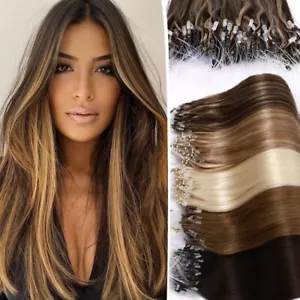 Dicke Mikro Ring Schleife Spitze Nano Perlen Link Remy Echthaar Extensions gerade USA - Bild 1 von 36