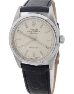 Rolex Air King Precision Mens Stainless Steel Watch Black Band 14000 with Papers - Picture 1 of 7