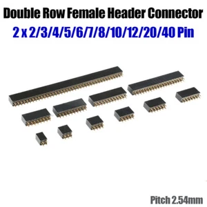 2.54mm Double Row Female Header Socket Connector 2x2/3/4/5/6/7/8/10/12/20/40 Pin - Picture 1 of 18