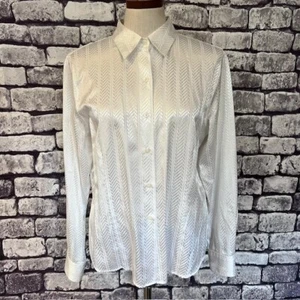 Foxcroft White Wrinkle Free Fitted Blouse Size 14 - Picture 1 of 9