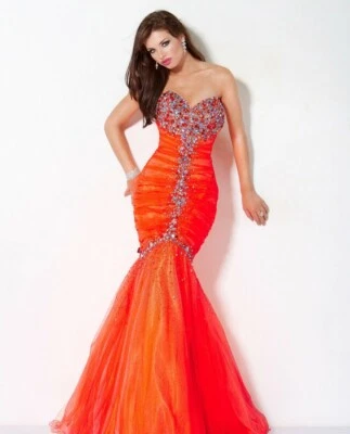 BD310 JOVANI 171174 ORANGE SZ 6 $448 #9472*  FORMAL PROM   DRESS GOWN NWT - Image 1 of 4