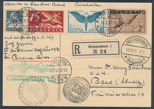 Zeppelin Südamerikafahrt 1931 Zuleitung Schweiz Einschreiben Flugpost (S23659) - Bild 1 von 2