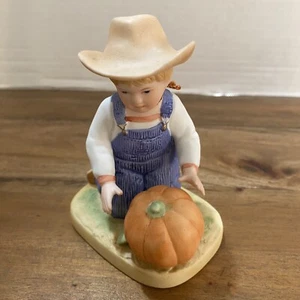Denim Days "Erntehelfer" # 1518 von Homco 1985 Junge mit Kürbis nicht mehr produziert - Bild 1 von 7