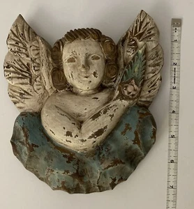 Wood Carved Angel Wall Plaque - Picture 1 of 8