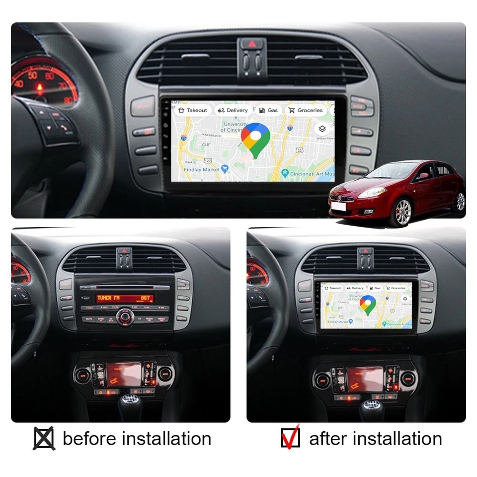 9" Autoradio Android Fiat Bravo 2007 - 2012 Wifi BT Navi GPS Carplay Androidauto - Immagine 1 di 1