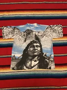 Vintage Mosquitohead Geronimo pache leader historical Tee Shirt M All Over Print - Picture 1 of 7