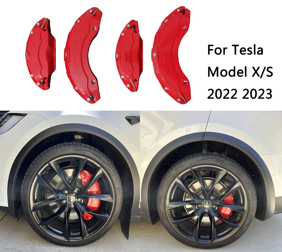 Brake Caliper Covers For Tesla Model S/X 2022-2025 Accessories With Letter Decal - Image 1 of 4