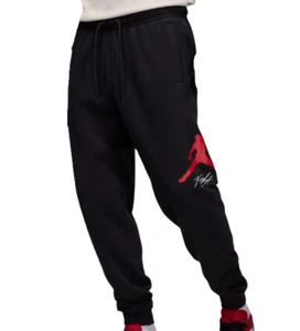 Nike Men's Air Jordan Essentials Baseline Fleece Pants Black/Red FD7345-013 j - Picture 1 of 4