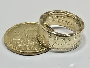 Canada Lucky Loonie Ring – 2016 $1 Coin Ring – Handmade Canadian Gift Jewelry - Picture 1 of 12