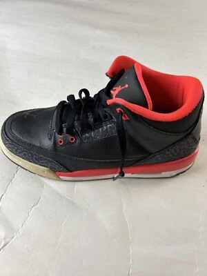 Nike Air Jordan III 3 Retro GS Black Bright Crimson 398614-005 Size 6Y Women 7.5 - Image 1 of 4