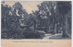 Northampton MA Präsidenten Residenz & College Hall s/w Postkarte - Bild 1 von 2