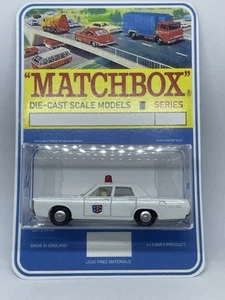 Paquete blister ruedas de disco de coche de policía cúpula roja Merney Matchbox 55 vintage - Imagen 1 de 5