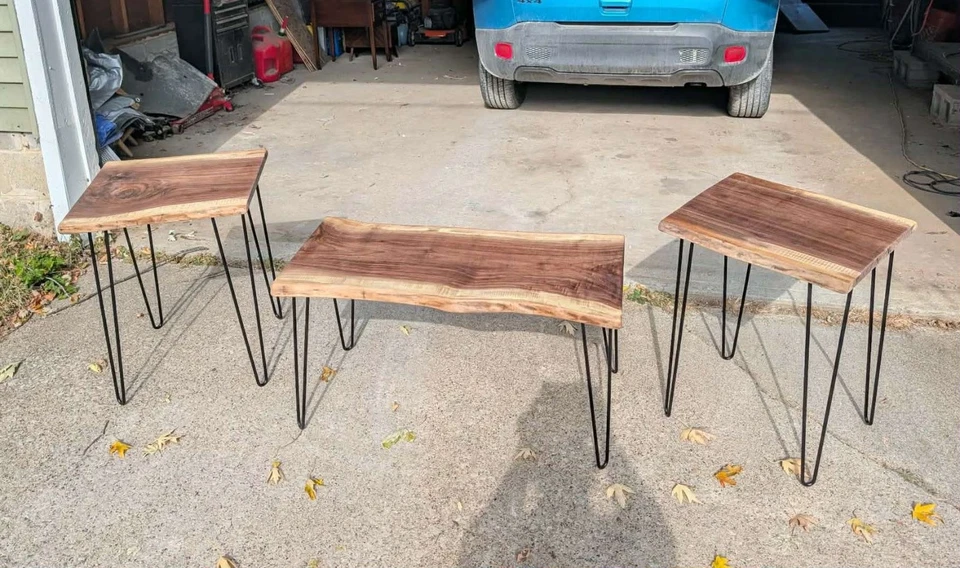 Live Edge Black Walnut Coffee Table With Matching Side Tables - Image 1 of 1