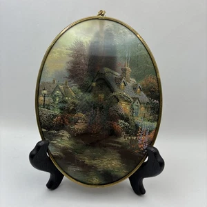 Vintage 1997--ovaler Sonnenfänger aus Glas--Messingrahmen---Thomas Kinkade - Bild 1 von 6