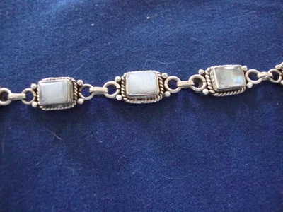 Moonstone Gemstone  925 Sterling Silver Jewelry Bracelet 7 1/2"  - Image 1 of 4
